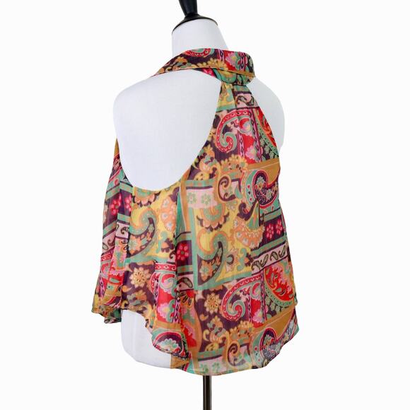Free People Size S Strawberry Sleeveless Halter Top Paisley Multicolor - Picture 3 of 11